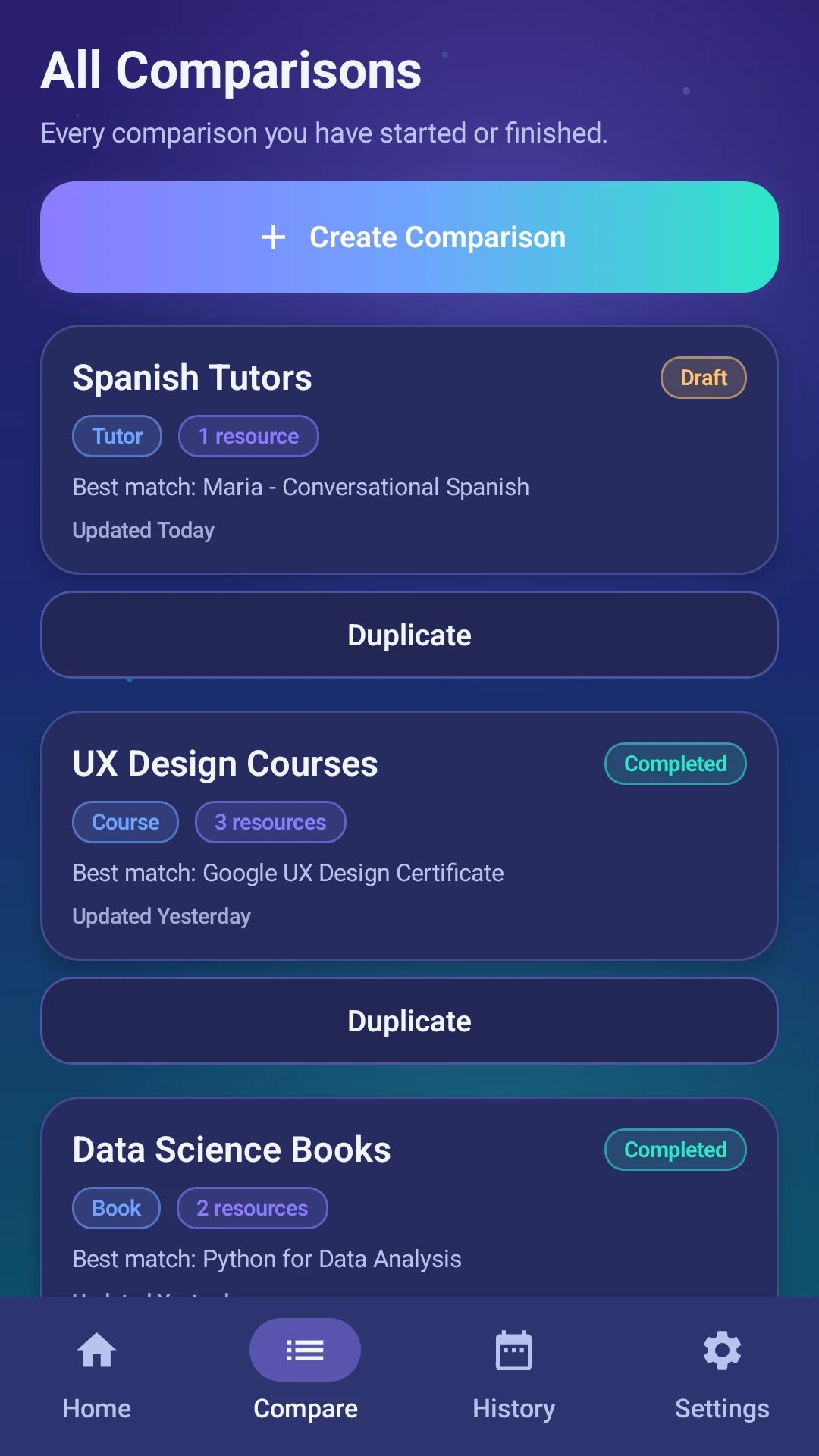 CompareWise comparison library